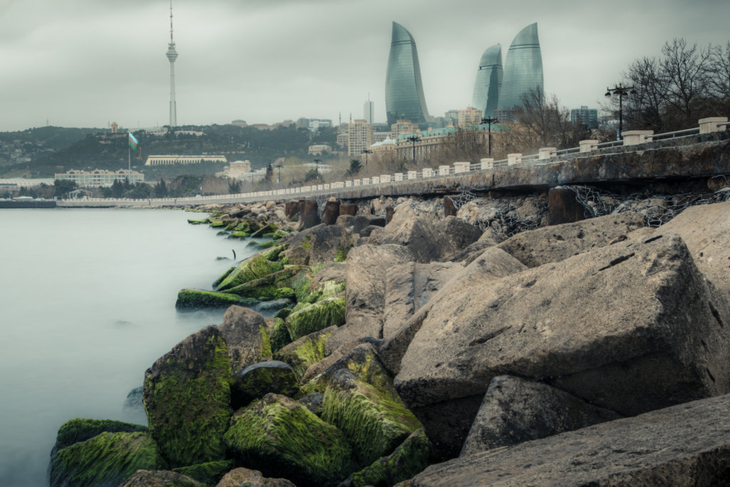 Baku Shore, Flame Towers in Background